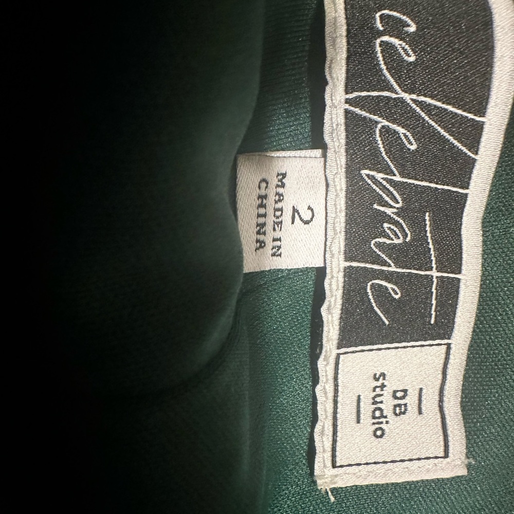 David's Bridal One-Shoulder Green Gown with pockets - Picture 10 of 12